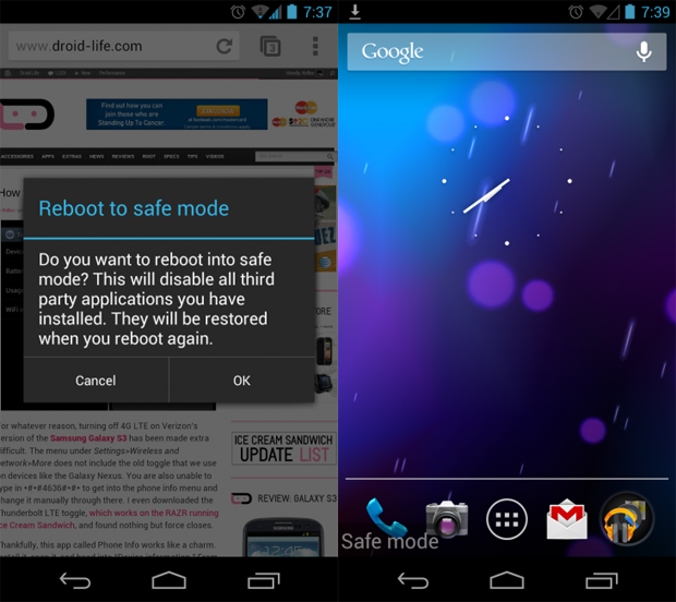 Android 4.1 Safe Mode