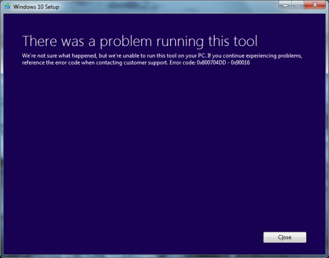 Error de instalacion Windows 10