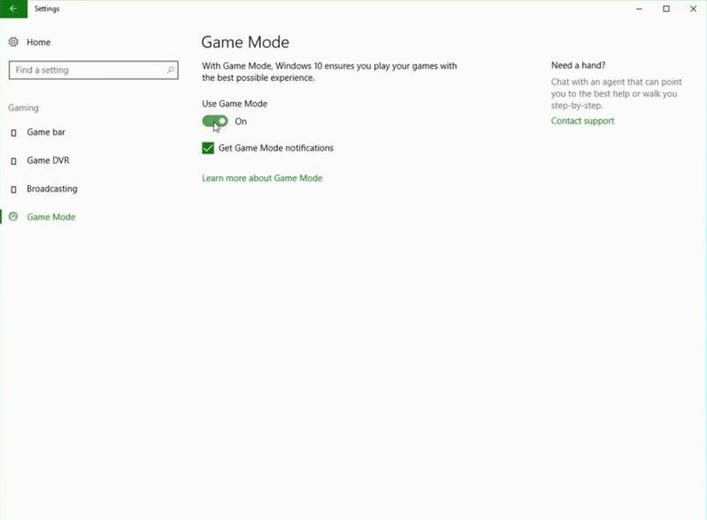 Modo juego Windows 10