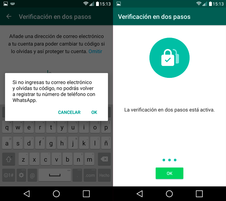 verificacion dos pasos whatsapp app